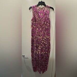 Milly Pink and Gold Sequin Floral Dress